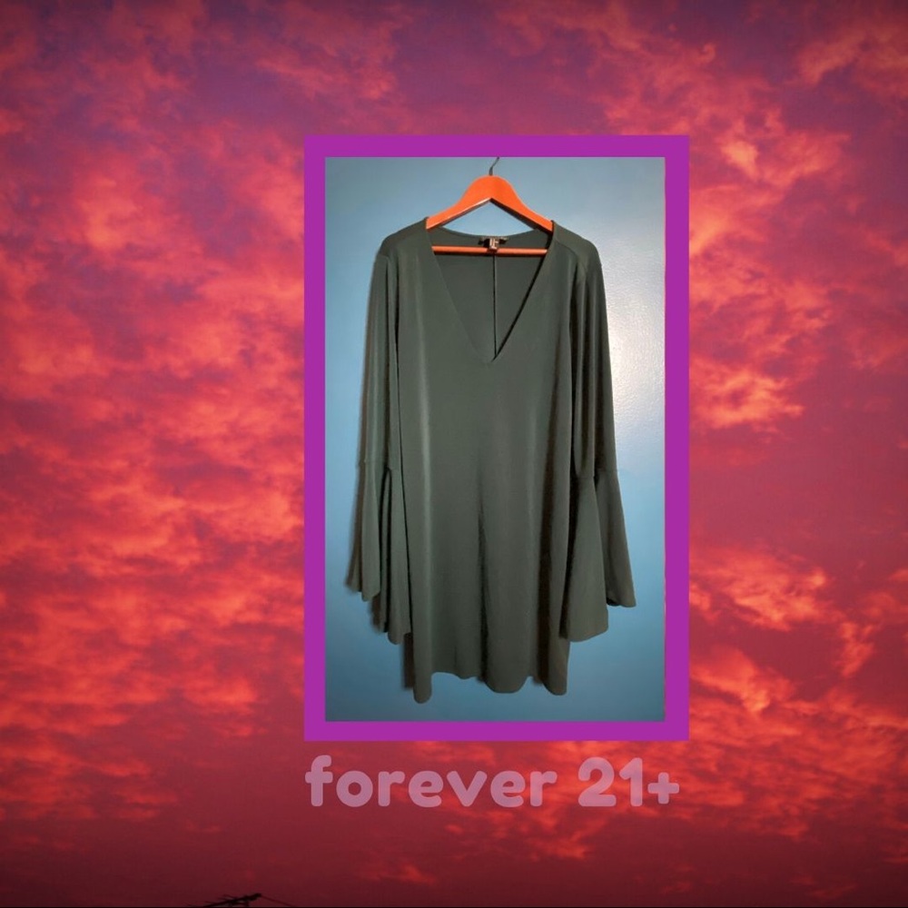 Teal Bell Sleeve Forever 21+ Dress